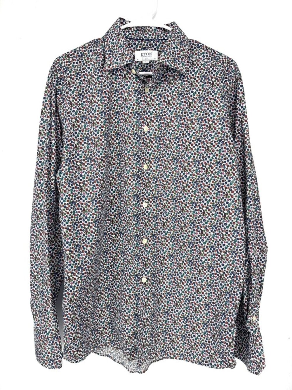 ETON 100% Cotton Poplin Micro Floral Slim Fit Multicolor‎ Dress Shirt 42 / 16½